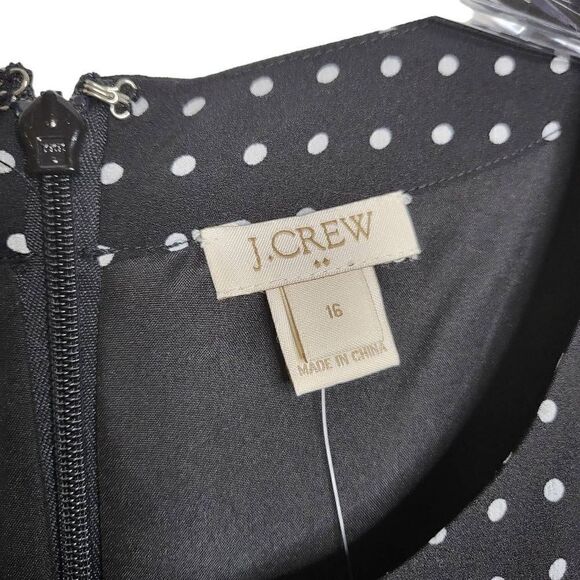 J.Crew Black Polka Dot Sleeveless Shift Mini Dress Size 16 - Picture 9 of 10